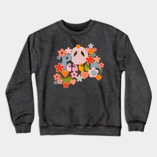 Retro Vintage Peace and Love Bohemian Design Crewneck Sweatshirt